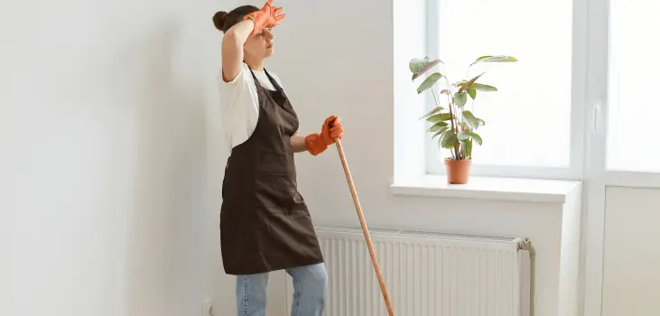 woman struggling with mopping